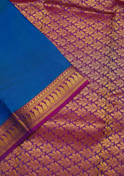 Turquoise Blue Zariwork Pure Silk Saree-Koskii