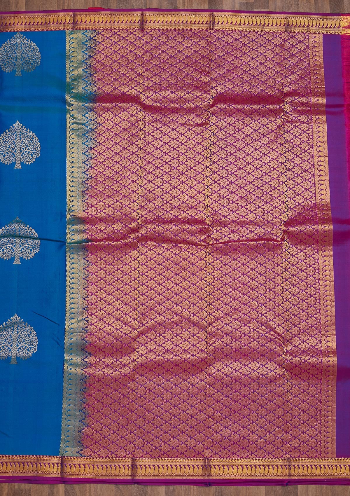 Turquoise Blue Zariwork Pure Silk Saree-Koskii