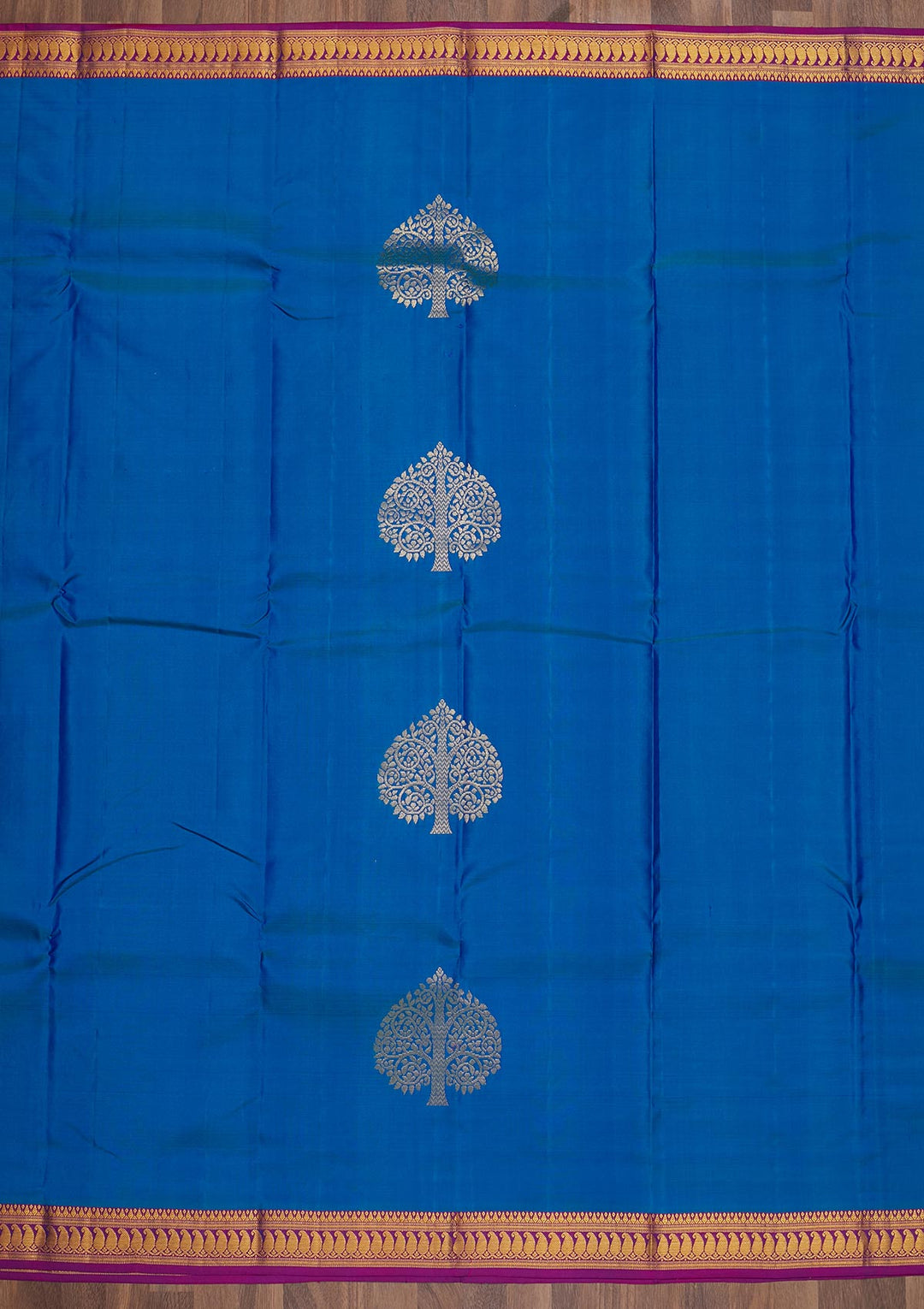 Turquoise Blue Zariwork Pure Silk Saree-Koskii