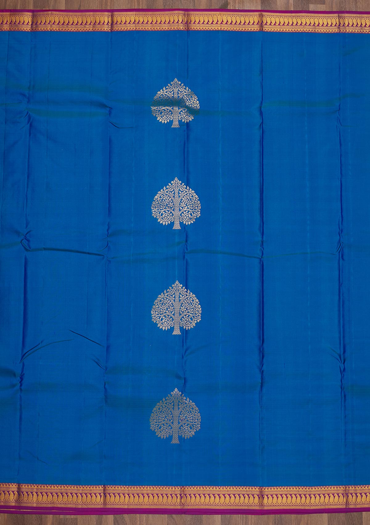 Turquoise Blue Zariwork Pure Silk Saree-Koskii