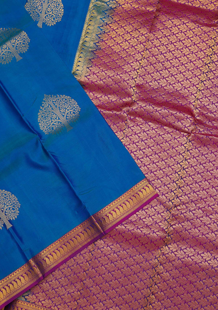 Turquoise Blue Zariwork Pure Silk Saree-Koskii