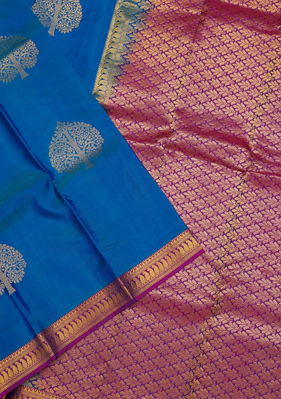 Turquoise Blue Zariwork Pure Silk Saree-Koskii