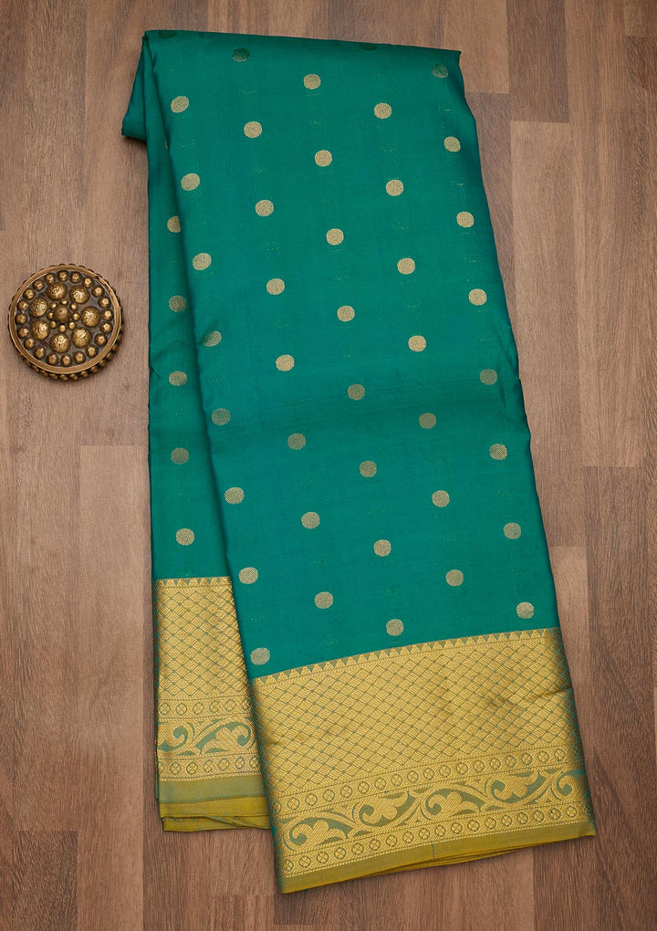 Turquoise Blue Zariwork Pure Silk Saree-Koskii