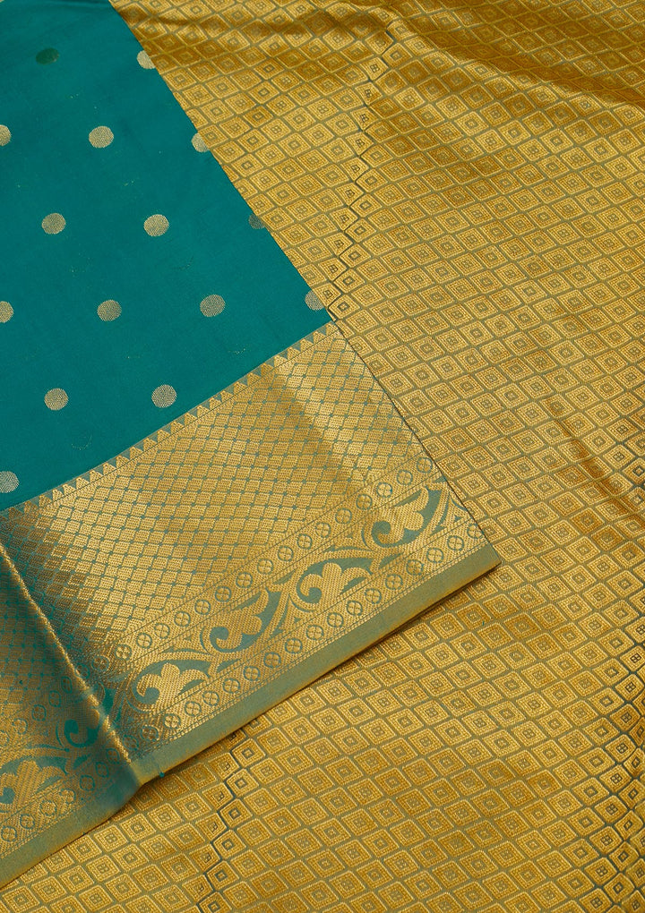 Turquoise Blue Zariwork Pure Silk Saree-Koskii