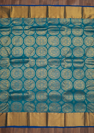 Turquoise Blue Zariwork Pure Silk Saree-Koskii