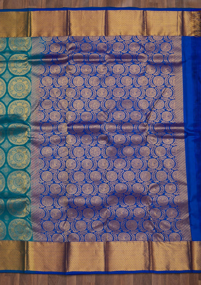 Turquoise Blue Zariwork Pure Silk Saree-Koskii