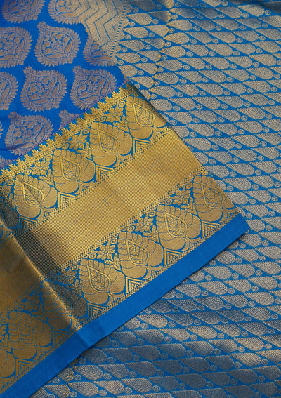 Turquoise Blue Zariwork Pure Silk Saree-Koskii