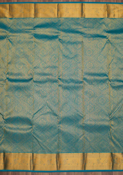 Turquoise Blue Zariwork Pure Silk Saree-Koskii