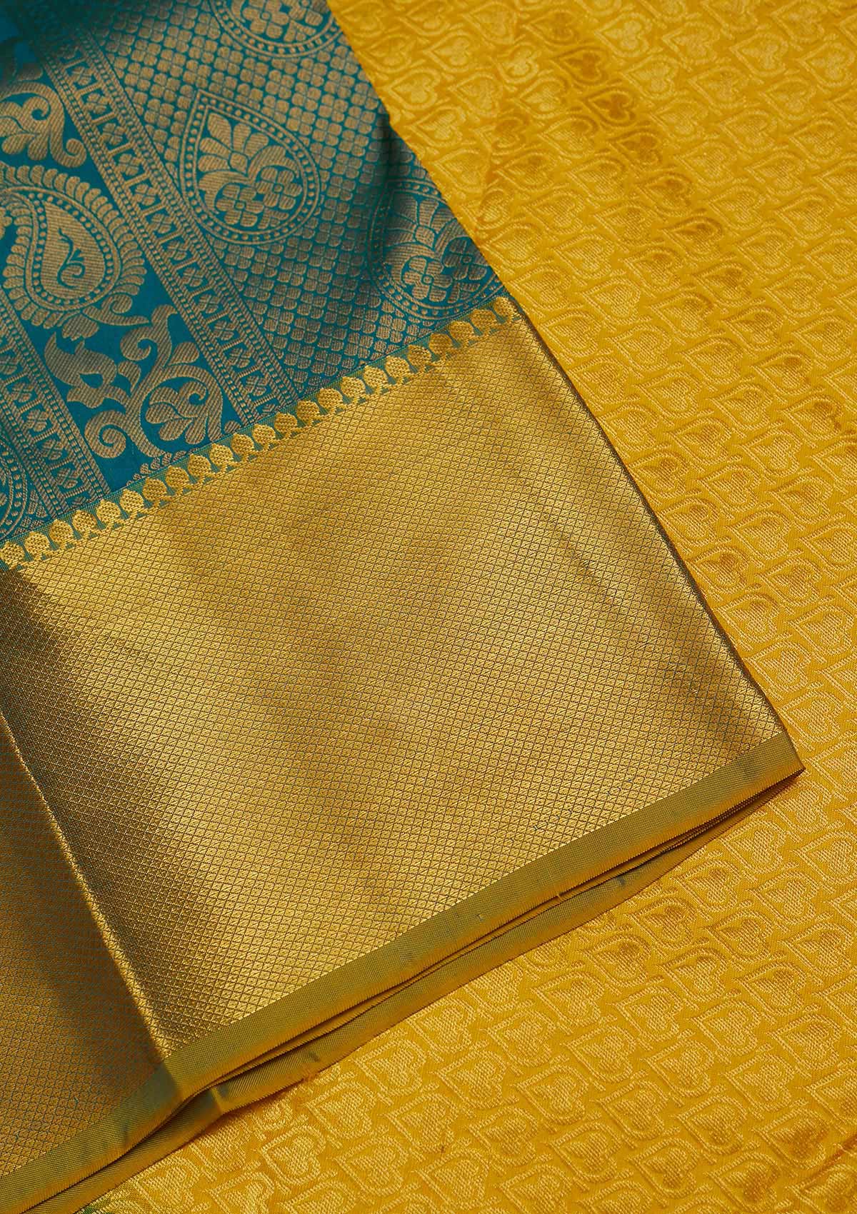Turquoise Blue Zariwork Pure Silk Saree-Koskii
