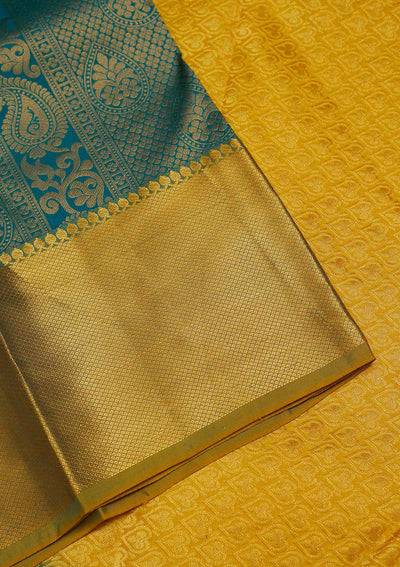 Turquoise Blue Zariwork Pure Silk Saree-Koskii