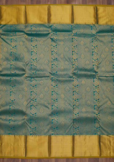 Turquoise Blue Zariwork Pure Silk Saree-Koskii