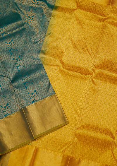 Turquoise Blue Zariwork Pure Silk Saree-Koskii