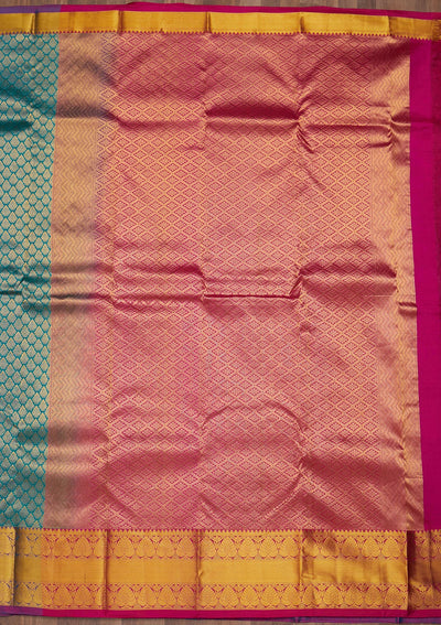 Turquoise Blue Zariwork Pure Silk Saree-Koskii