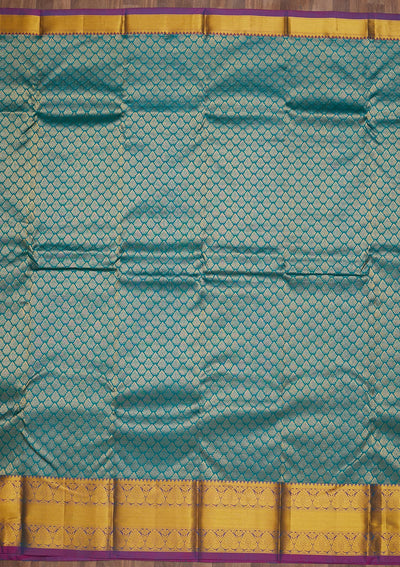 Turquoise Blue Zariwork Pure Silk Saree-Koskii