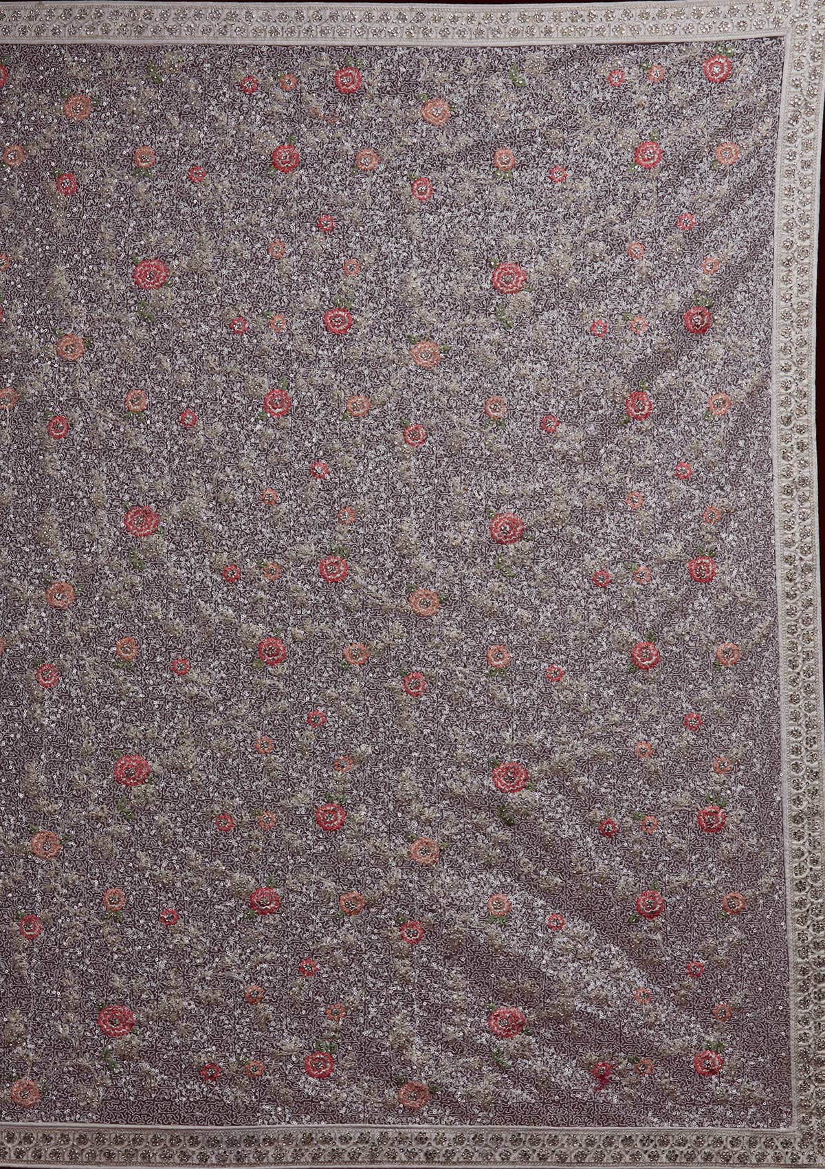 White Sequins Net Designer Saree - Koskii