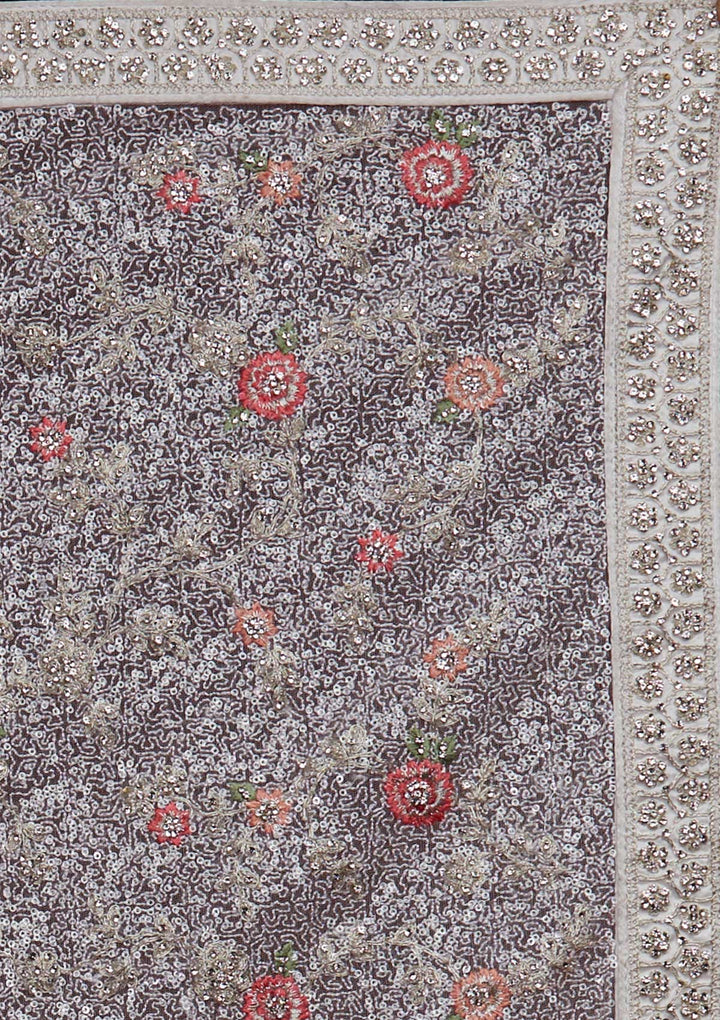 White Sequins Net Designer Saree - Koskii