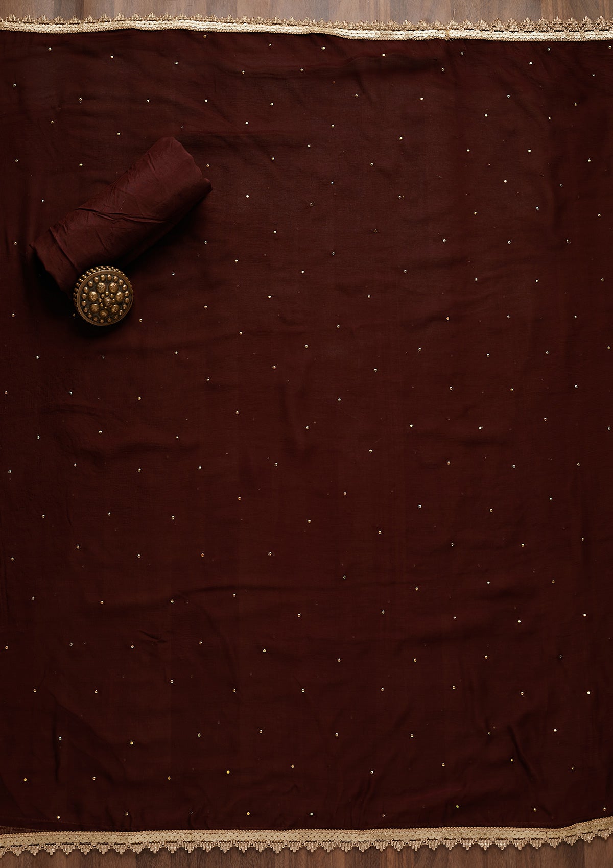Wine Gotapatti Georgette Unstitched Salwar Suit - Koskii