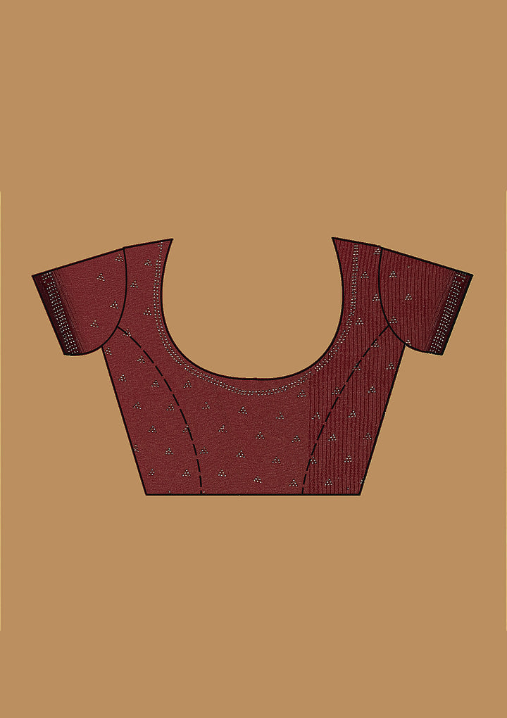 Wine Sequins Georgette Designer Saree-Koskii