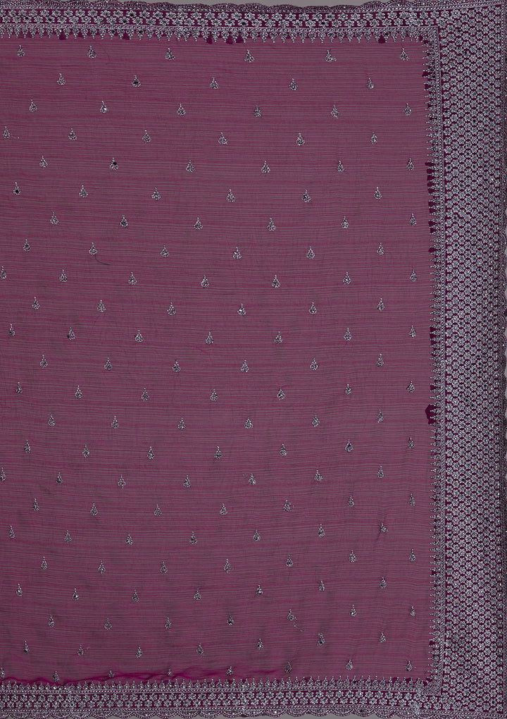 Wine Stonework Georgette Saree-Koskii