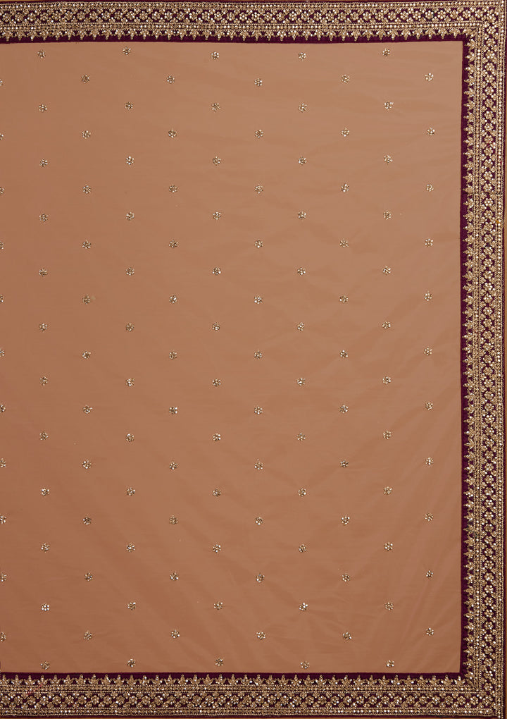 Wine Stonework Raw Silk Designer Readymade Lehenga - Koskii