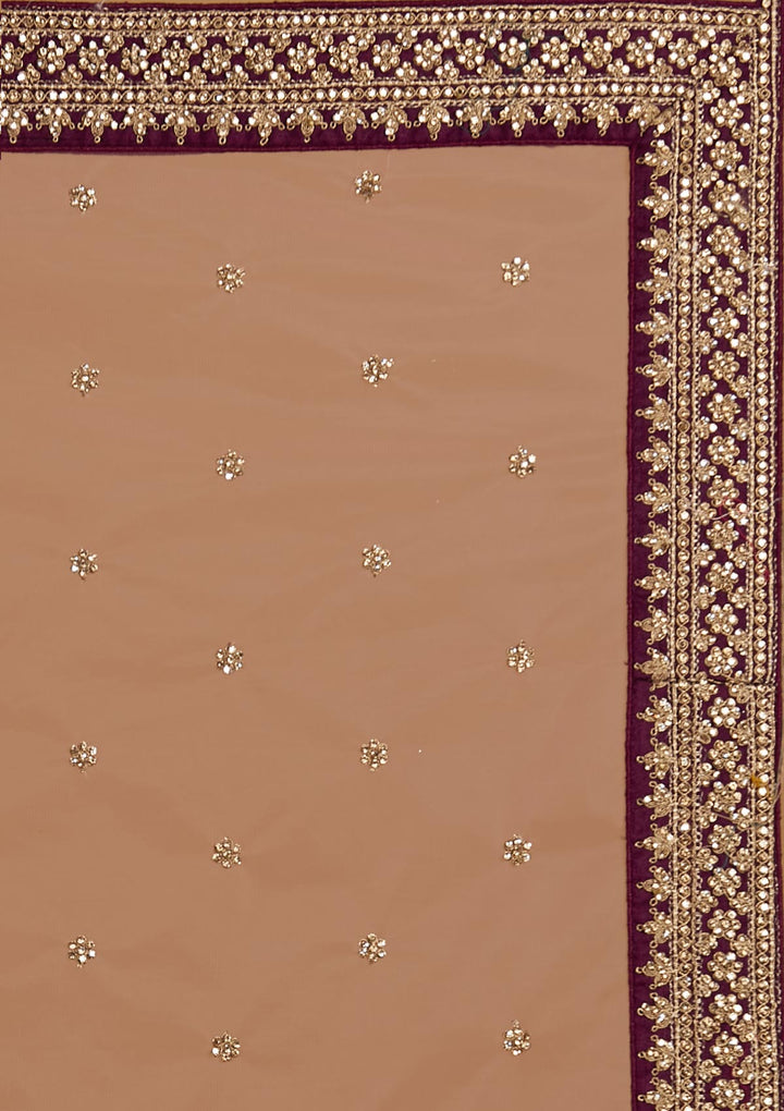 Wine Stonework Raw Silk Designer Readymade Lehenga - Koskii