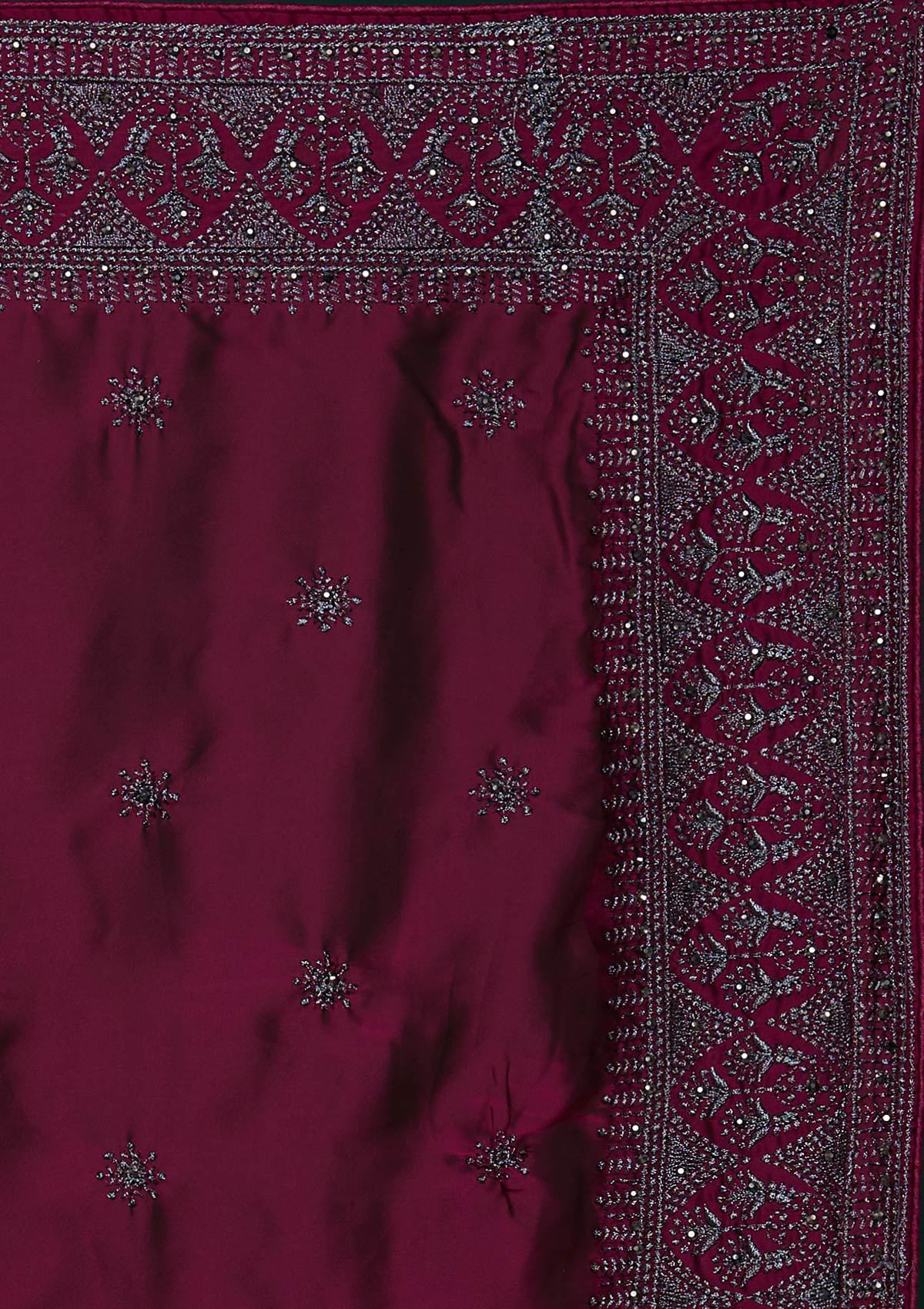 Wine Swarovski Satin Designer Saree-Koskii