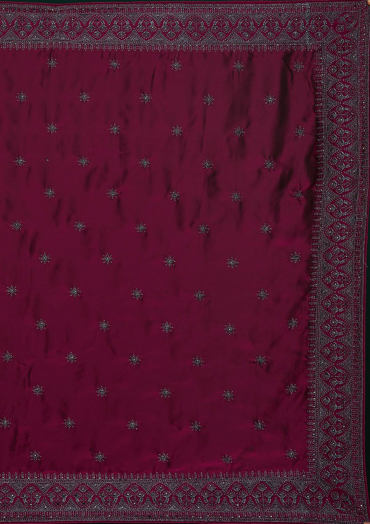 Wine Swarovski Satin Designer Saree-Koskii