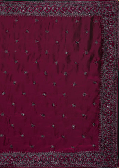 Wine Swarovski Satin Designer Saree-Koskii