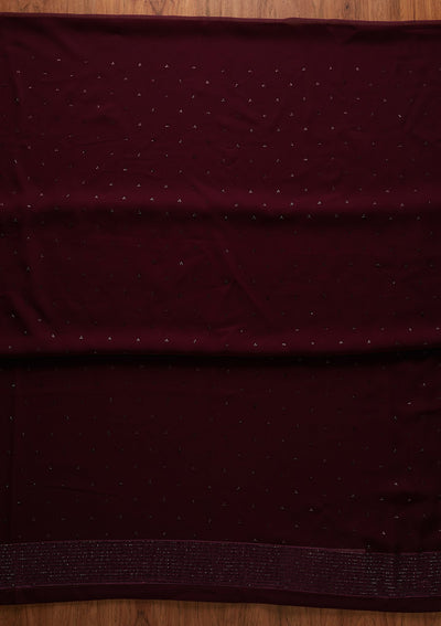 Wine Swarovski Georgette Designer Unstitched Salwar Suit - koskii