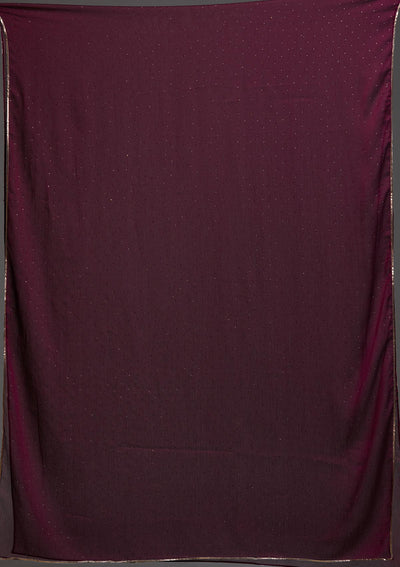 Wine Threadwork Semi Crepe Designer Salwar Suit-Koskii
