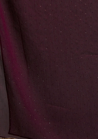 Wine Threadwork Semi Crepe Designer Salwar Suit-Koskii