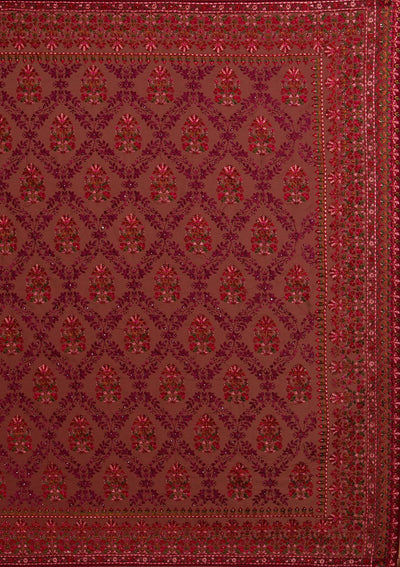 Wine Threadwork Georgette Designer Saree - koskii