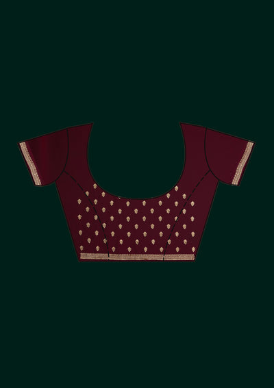 Wine Threadwork Georgette Designer Saree - Koskii