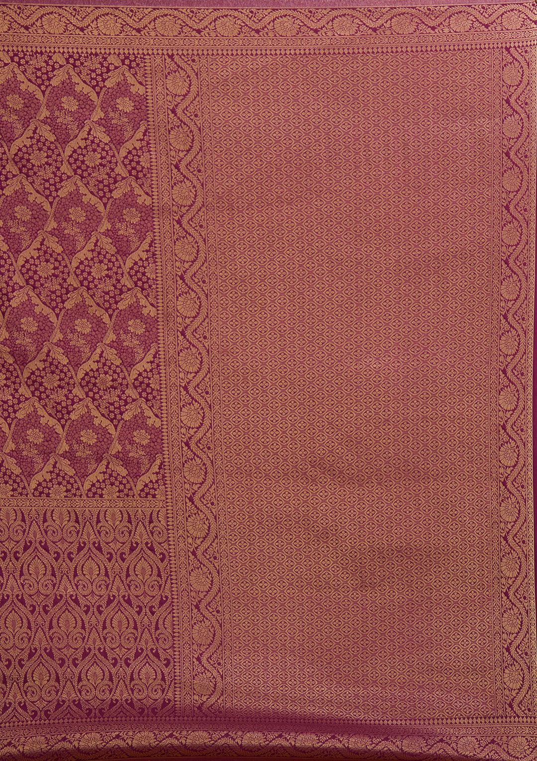 Wine Zariwork Art Silk Saree-Koskii