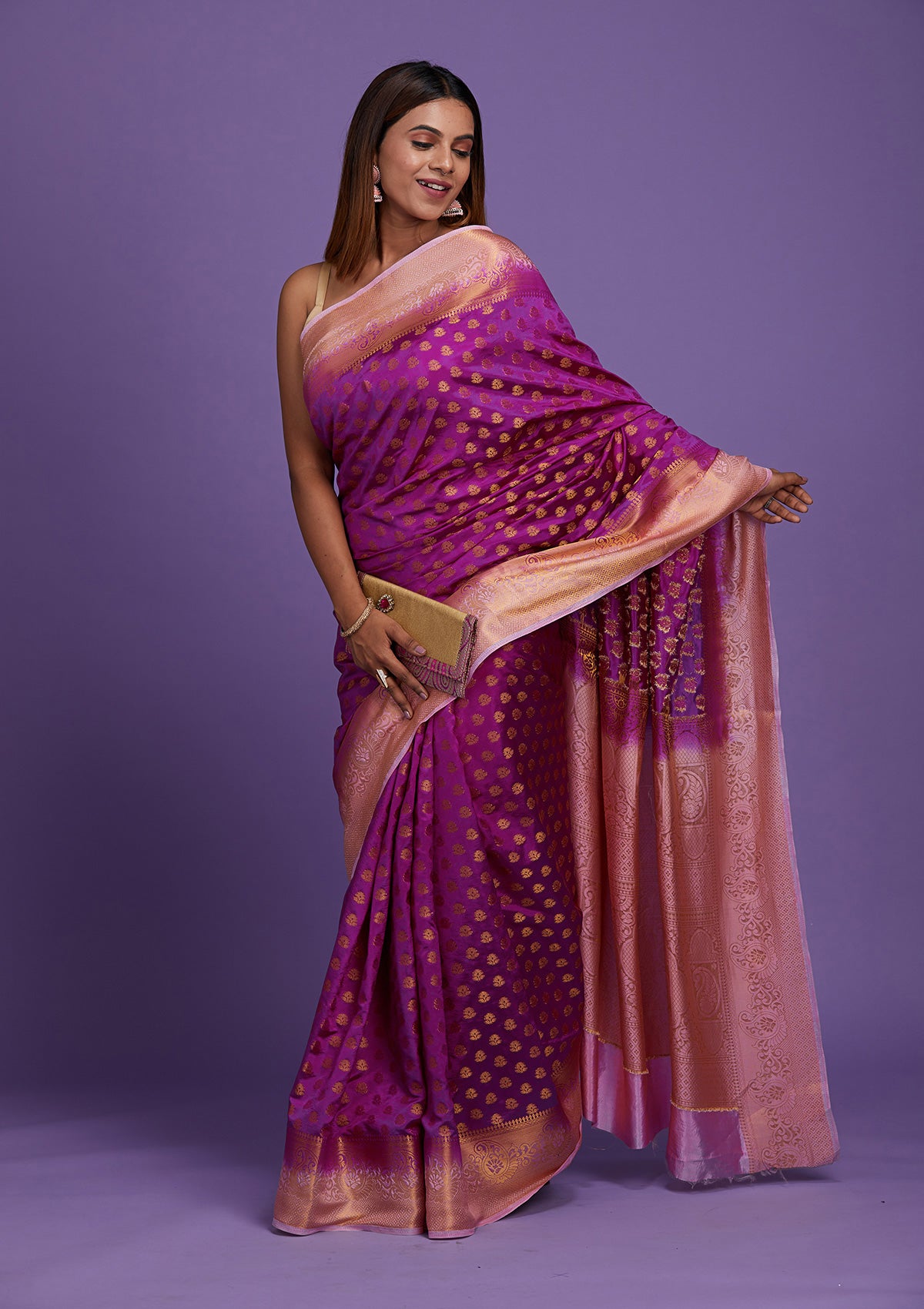 Wine Zariwork Art Silk Saree-Koskii