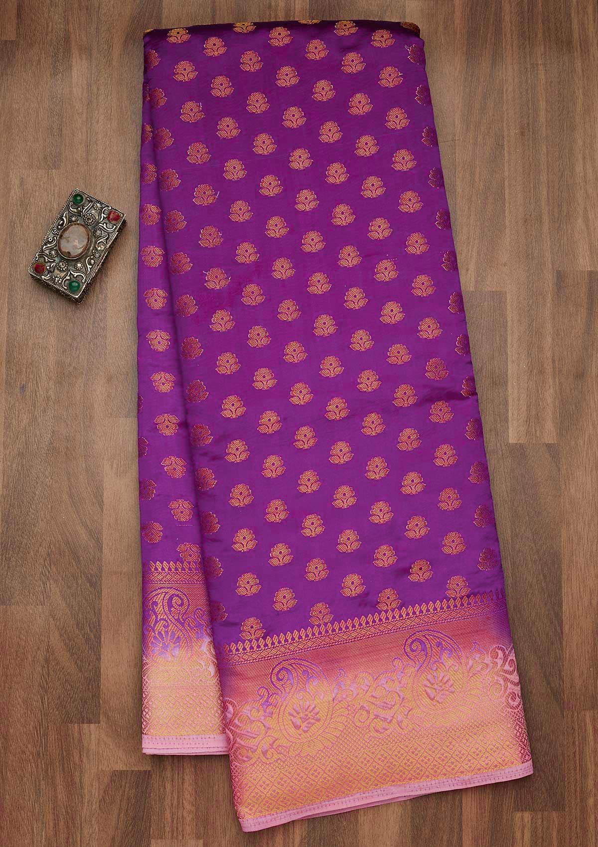Magenta Zariwork Art Silk Saree-Koskii
