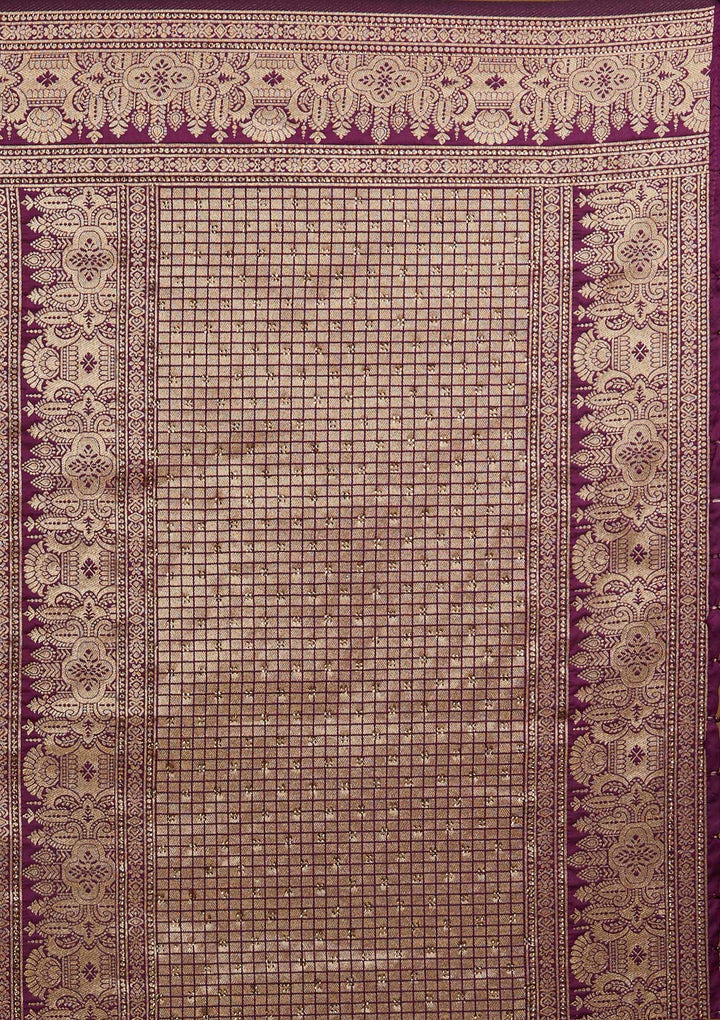 Wine Zariwork Banarasi Designer Saree - Koskii