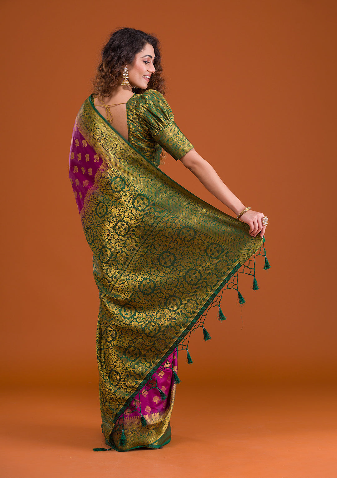 Wine Zariwork Banarasi Saree-Koskii