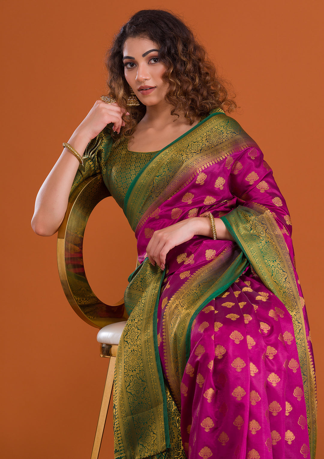 Wine Zariwork Banarasi Saree-Koskii