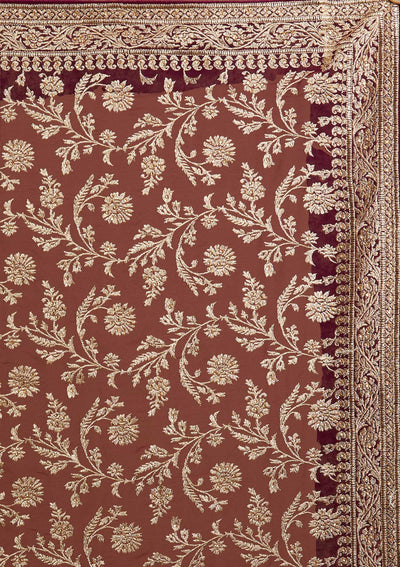 Wine Zariwork Georgette Designer Saree - koskii