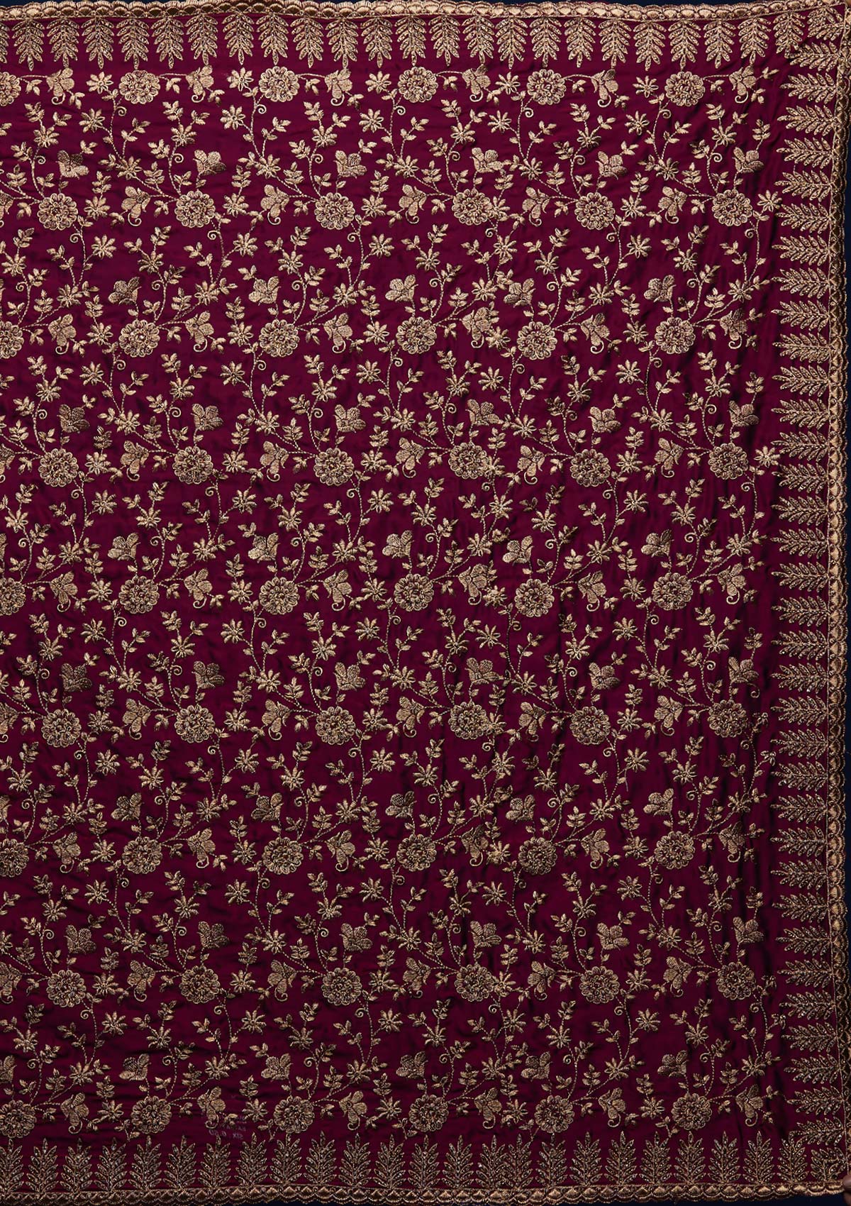 Wine Zariwork Georgette Designer Saree - Koskii