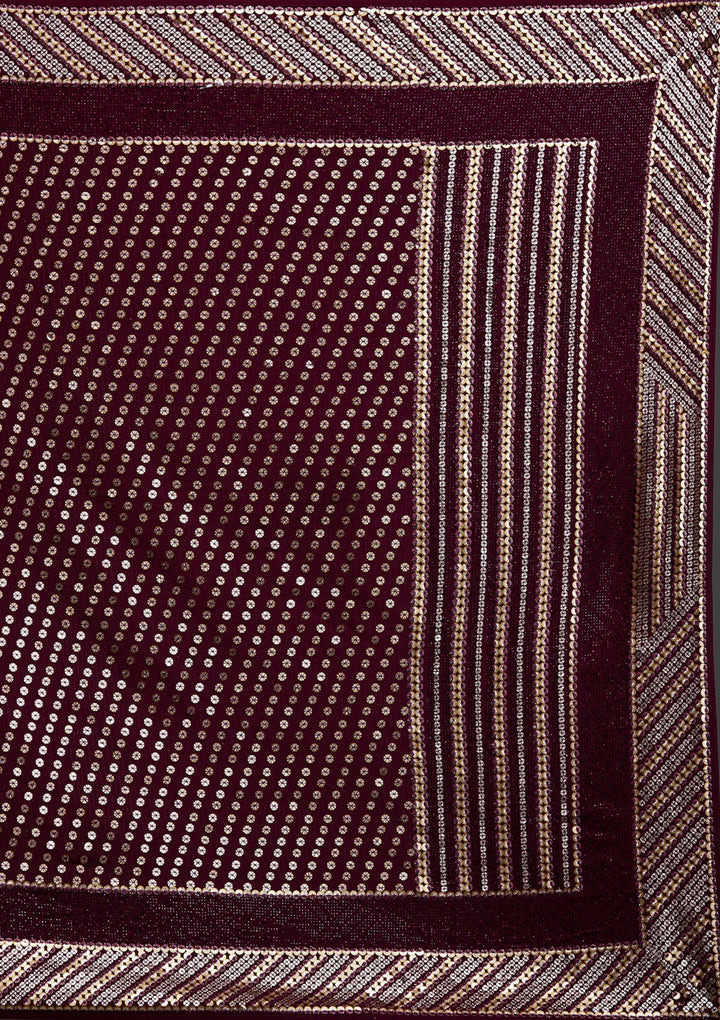 Wine Zariwork Georgette Saree-Koskii