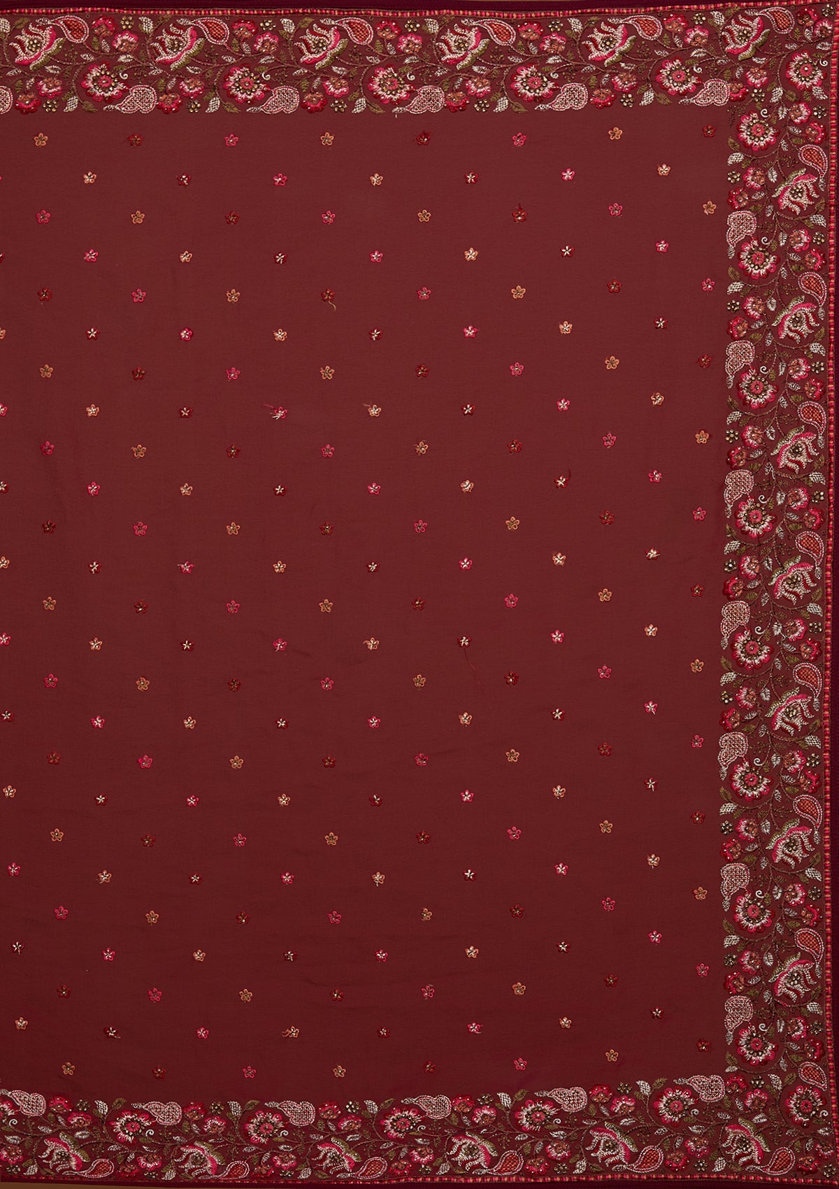 Wine Zariwork Georgette Saree-Koskii