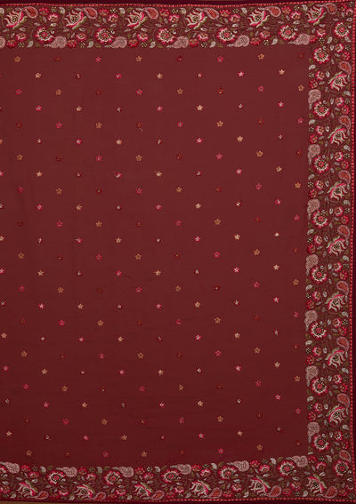 Wine Zariwork Georgette Saree-Koskii
