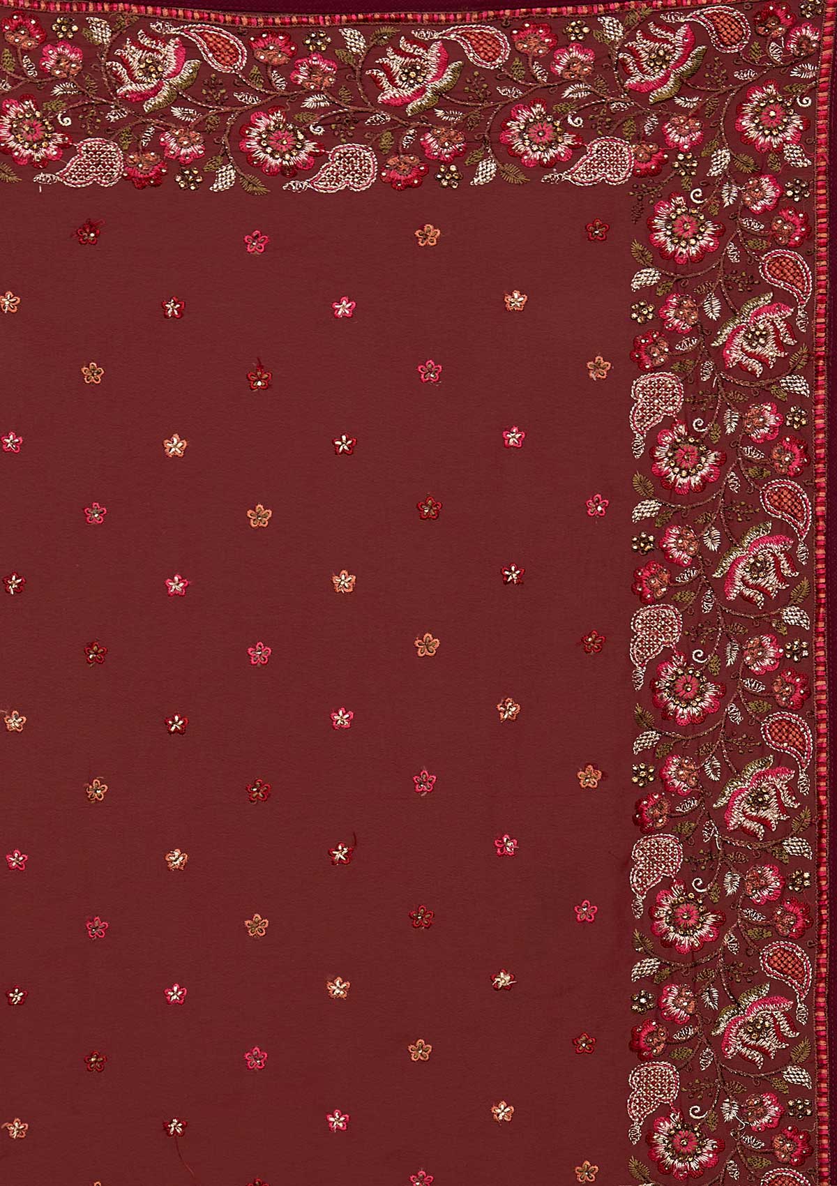 Wine Zariwork Georgette Saree-Koskii
