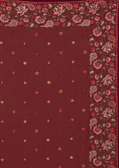 Wine Zariwork Georgette Saree-Koskii