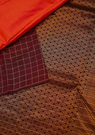 Wine Zariwork Pure Silk Designer Saree - koskii
