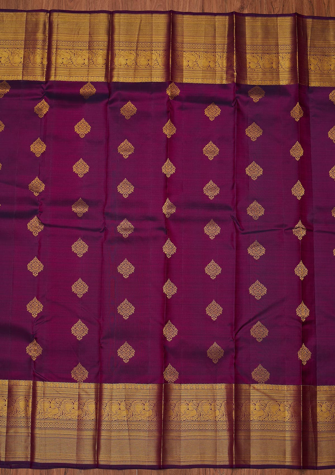 Wine Zariwork Pure Silk Designer Unstitched Saree - Koskii