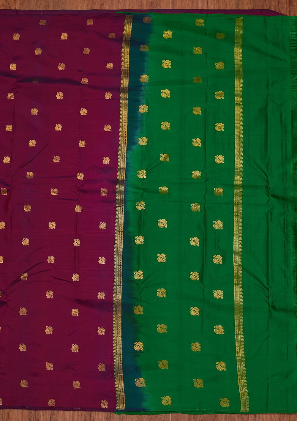 Wine Zariwork Pure Silk Designer Unstitched Saree - Koskii