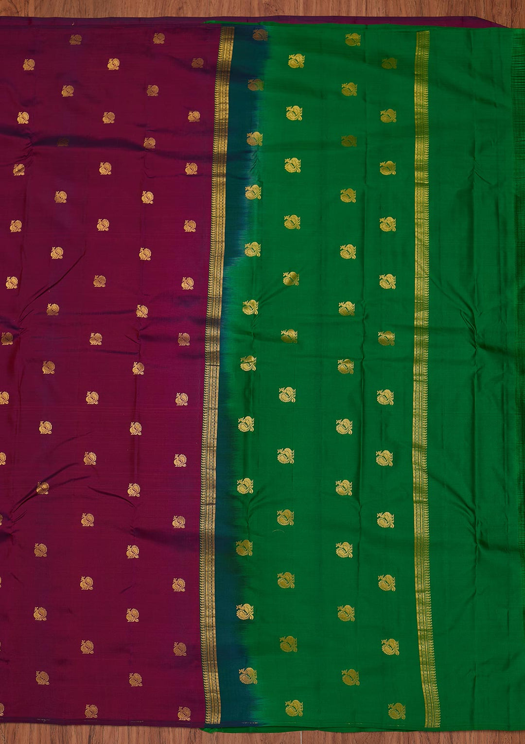 Wine Zariwork Pure Silk Designer Unstitched Saree - Koskii